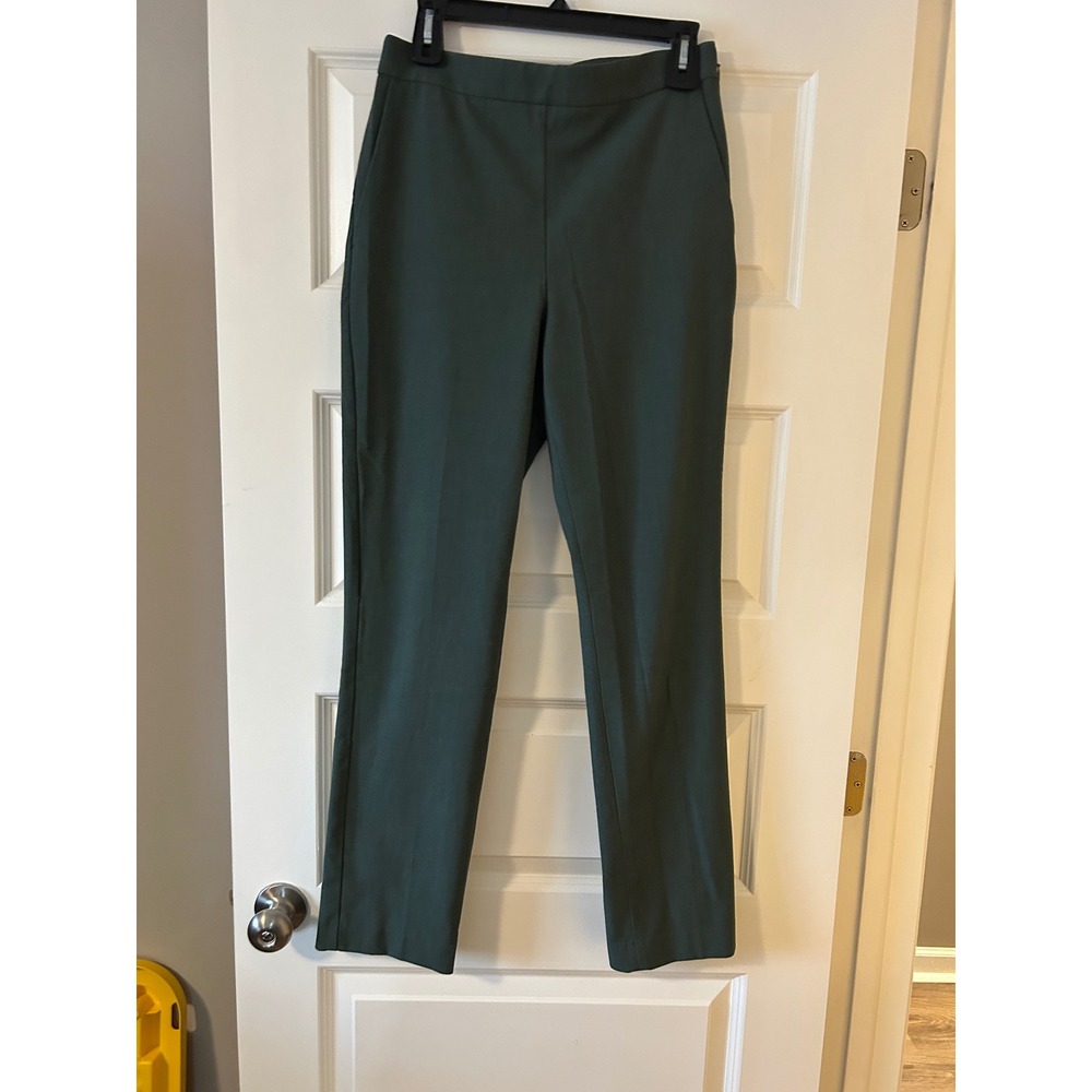 Forest Green Side Zip Straight Leg Dress Pants Trousers Womens Dark Green